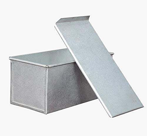 FOOTTOES Rectangle Iron Sandwich Bread Mold | Pan | Tin | Box with Cover for Baking in 500 Grams (Silver)