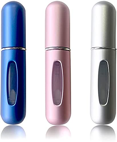 UNIQUE2U Scent House Portable Mini Refillable Perfume Empty Spray Bottle Atomizer Bottom Refill Pump Case for Traveling and Outgoing 3 Pcs Pack of 5ml (PINK)