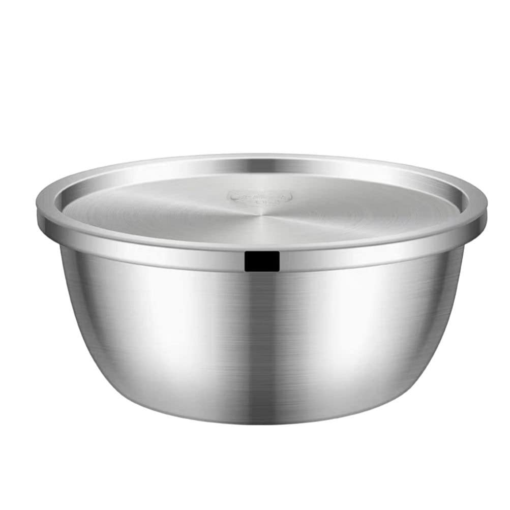 Hemoton Stainless Steel Mixing Bowl with Lid Meal Prep Bowl for Baking Cooking Storing Stainless Steel Basin for Home Kitchen