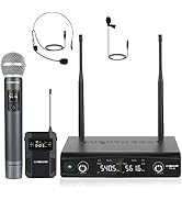 Phenyx Pro Wireless Microphone System, Metal Wireless Mic Set with Handheld Microphone/Bodypack/H...