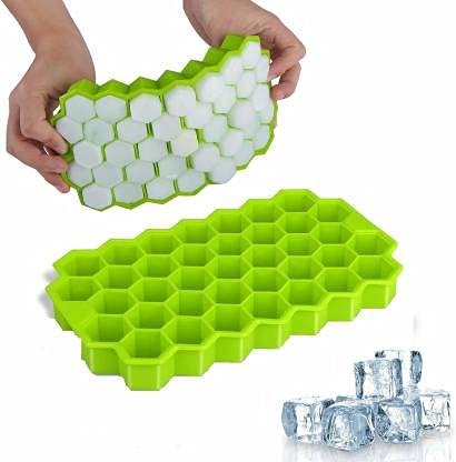 DEALBOOTH Flexible Silicone Honeycomb Shape Reusable Ice Cube Tray 37 Grids Cavity Mold for Freezer, Home, Bar, Cocktail, Whiskey, Coffee, Fruit Juice, Soft Drink (BPA Free) Multicolor Prime (5)