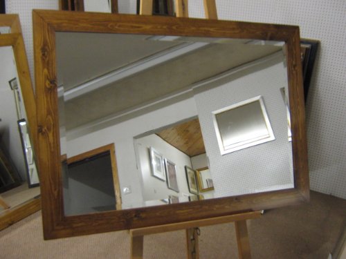 NEW LARGE FLAT MODERN 3" SOLID PINE MEDIUM OAK STAINED WALL OVERMANTLE MIRRORS - VARIOUS Plain Mirror Glass, 45" x 35" (114cm x89cm)