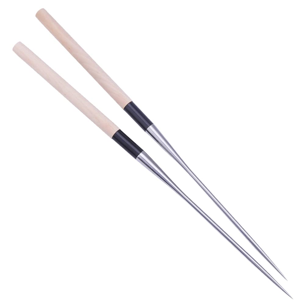 Hemoton 2pcs Stainless Steel Sushi Chopstick Sashimi Chopsticks Japanese Style Chopsticks with Wooden Handle for Home Restaurant