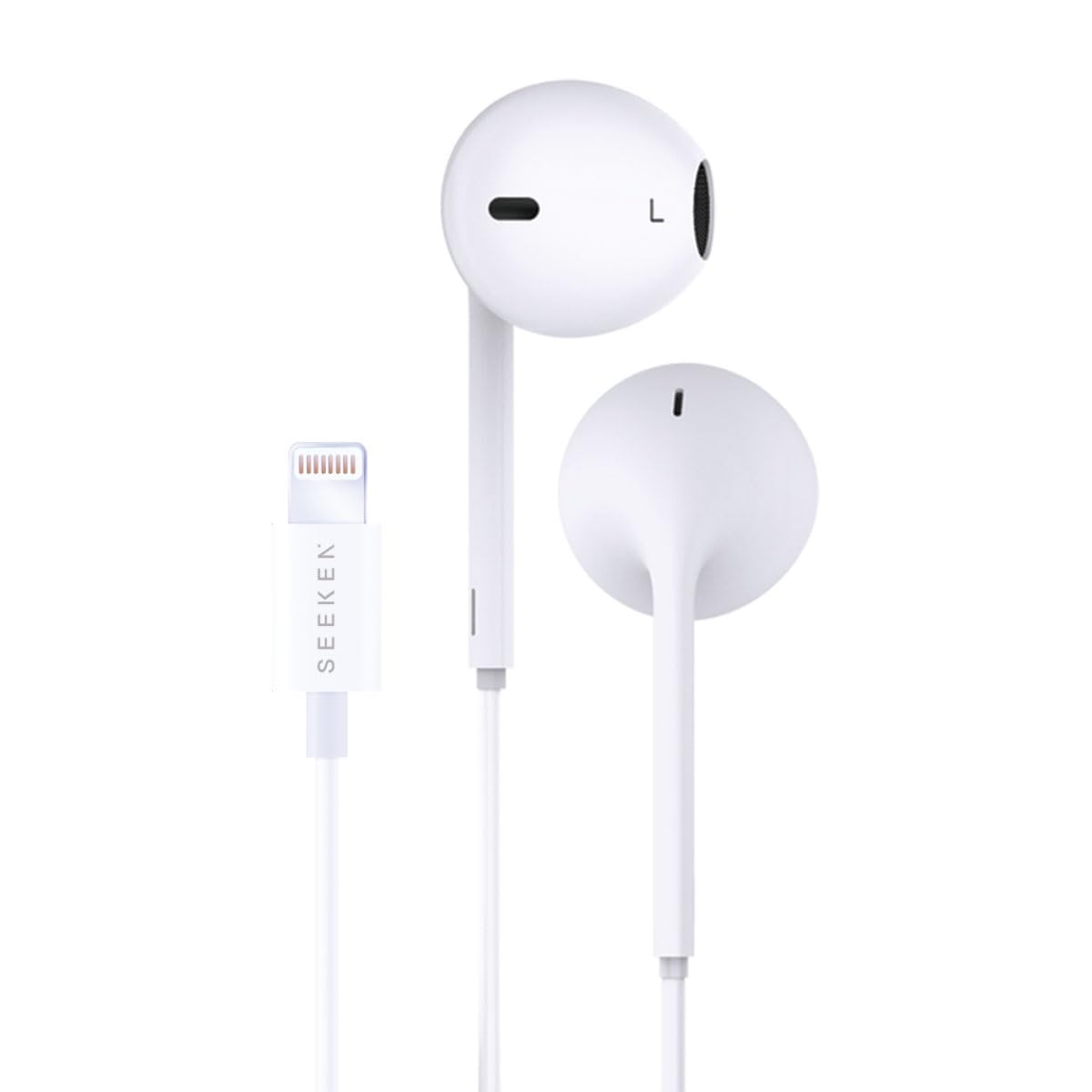 SEEKEN POP-UP Stereo IOS Earphones - White | High-Resolution Audio | Premium Design | High Sound Quality.