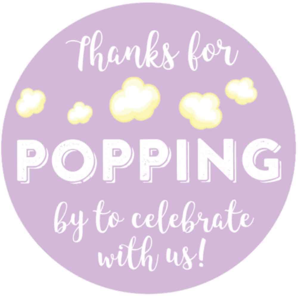 1.9 Inch Thanks for Popping by Wedding Stickers Set of 60 (Lavender)