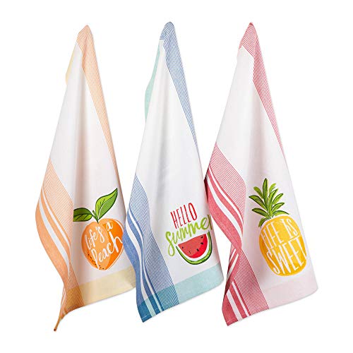 DII Watermelon Collection Kitchen, Dishtowel Set, Hello Summer 3 Piece