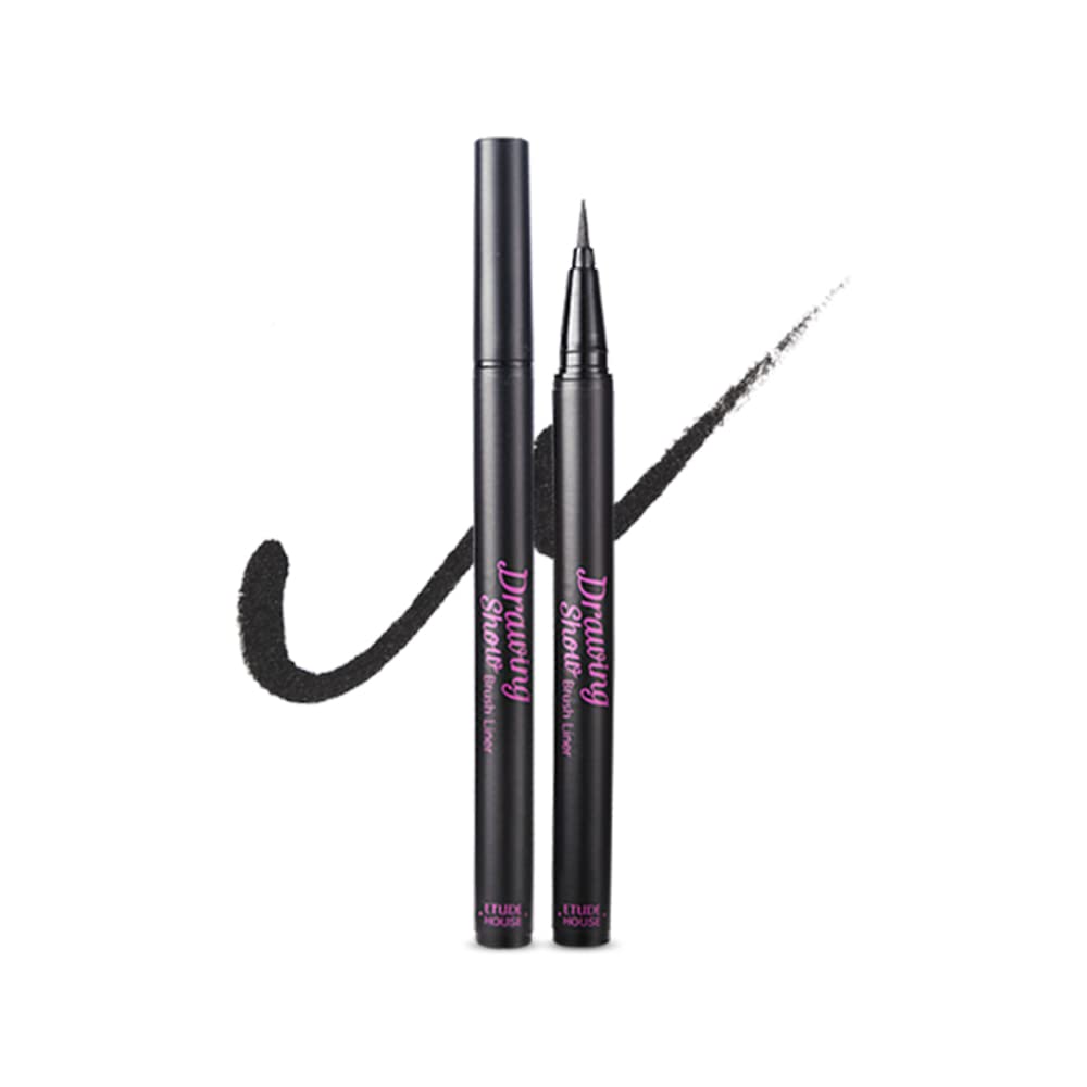 ETUDEDrawing Show Brush Eyeliner #BK801 Black (21AD) | Clear-Cut Soft Brush Eyeliner for a Long-Lasting Eyes Makeup | K-beauty