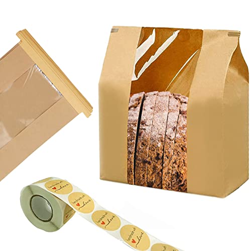 100 Pack Large Kraft Paper Bread Bags for Homemade Bread Loaf Bags 14