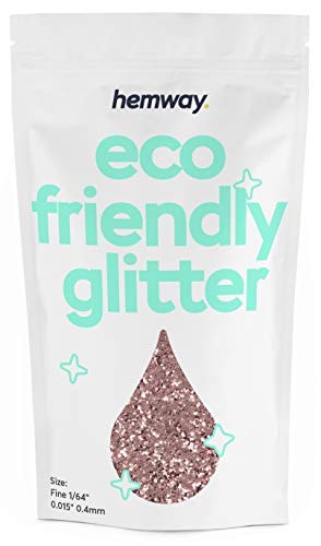 Hemway Eco Friendly Biodegradable Glitter 100g / 3.5oz Bio Cosmetic Safe Sparkle Vegan for Face, Eyeshadow, Body, Hair, Nail and Festival Makeup, Craft - 1/64" 0.015" 0.4mm - Rose Gold