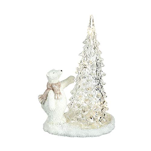 Heaven SendsPolar Bear in Scarf with Light Up Glass Tree