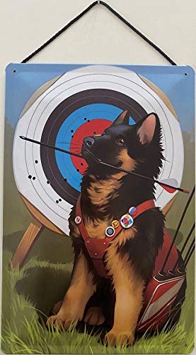 BlechschildBlechschild Blechemma with Cord 30 x 20 cm Bow Sport Shepherd with Arrow at Target