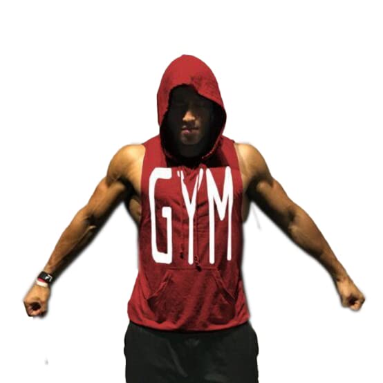 HerlaMen's Hooded Undershirt Tank Tops Bodybuilding Muscle Breathable T Shirt