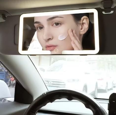 Vanity Mirror LED Light Rechargeable Car Cosmetic Mirror TouchScreen Auto car visor Makeup Mirror For Car Interior