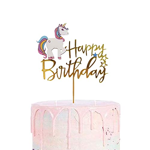 INFISPACEInfispace® Kid's Theme Based Golden Acrylic Cake Topper (Unicrn with Tail)