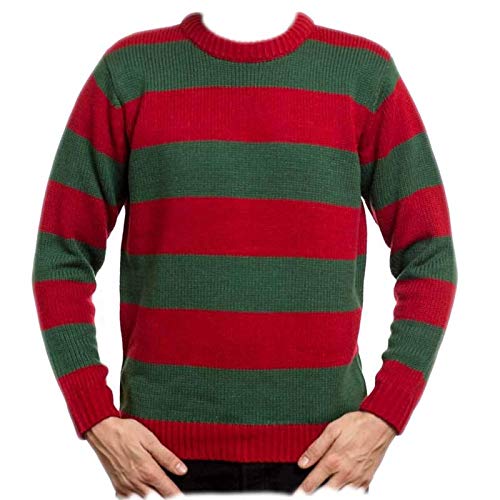 Mens New Freddy RED/Green Striped Jumper HAT OR Set Kruger Halloween Fancy Dress