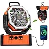 SanHima Camping Fan with LED Light - 20000mAh Rechargeable Battery Powered Portable Fan w/ 360° Rotation Hook, 4 Speed Oscillation Cordless USB Desk Fan for Tent Travel Home Office Beach Fishing