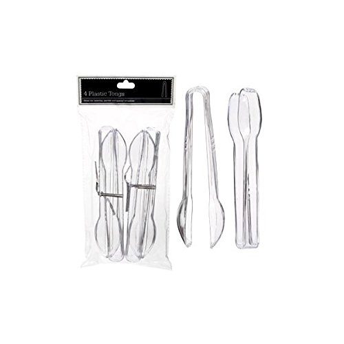 Clear Plastic Tongs, 6 1/2-Inch, 2 Packs of 4 Pieces