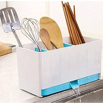 Styxon / 3 Compartment Plastic Drain Rack, Sink Set Dish Rack Drainer with Tray for Kitchen,Dishwasher Safe Caddy Storage Organizer for Spoons, Knives, Forks, Chopsticks Shakers