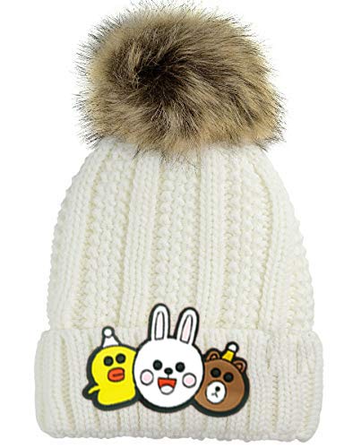 Finix Trends Baby Girl Hats Infant Baby Beanie Winter Hat Single Pom Pom Crochet Warm Toddler Beanies Cap (White, 2-6 Years Old)