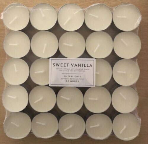 SWEET VANILA WITH SUBTLE HINTS OF CITRUS AND BUTTERMILK SCENTED TEA LIGHT 50 PACK