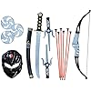 SENSORY4U Ninja Toys Weapons Dress up Accessory Kit - 15 Piece Set Includes: Ninja Warrior Sword and Sheath, Plastic Ninja Knife, Throwing Stars and Ninja Bow and Arrow Archery Set for Kids