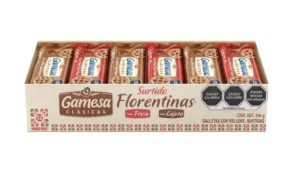 Florentinas, Fresa y Cajeta con 12 pzas de 83 g c/u