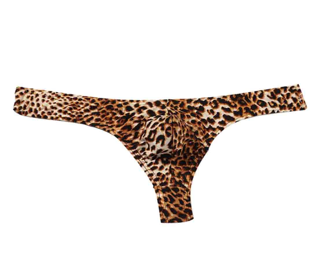 eywlwaarMen's Leopard Print Thong Underwear Low Waist T-Back G-String Underpants