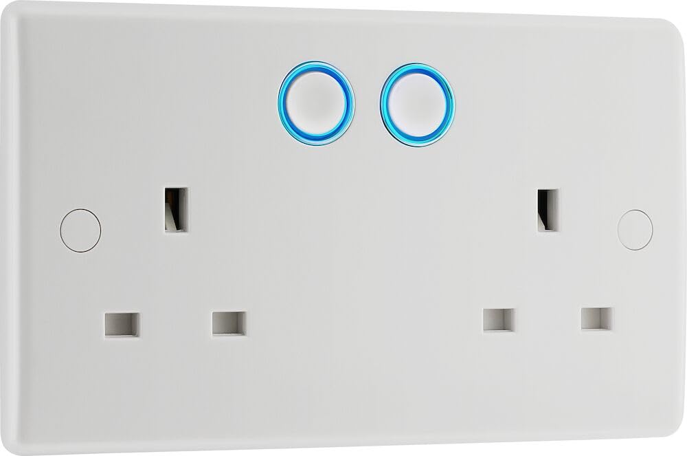 BG Electrical 822/HC-01 Smart Power Socket, Alexa Compatible Double 13 Amp, White Moulded