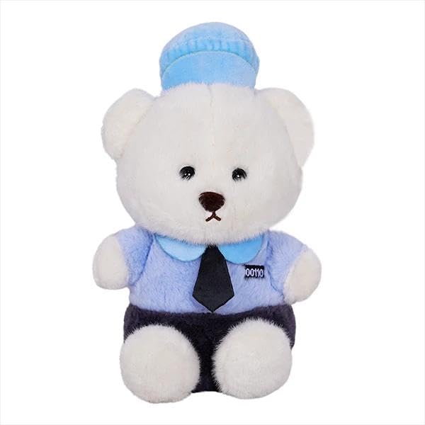 Super Soft Police Teddy Soft Toy, 30 cm, Sky Blue, Stuffed Plush Animal for Boys, Girls, Kids, Baby Gifts