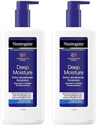 Neutrogena Deep Moisture Fast Absorbing Body Lotion 24 Hour Moisturisation (Packaging may vary), 400 ml (Pack of 2)