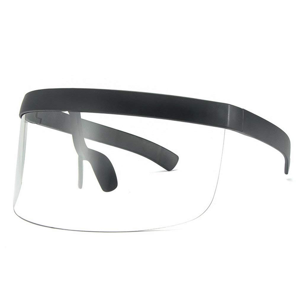 Mincl/Super Large Futuristic Oversize Shield Visor SunglFlat Top Mirrored Lens 172mm (black transparent)