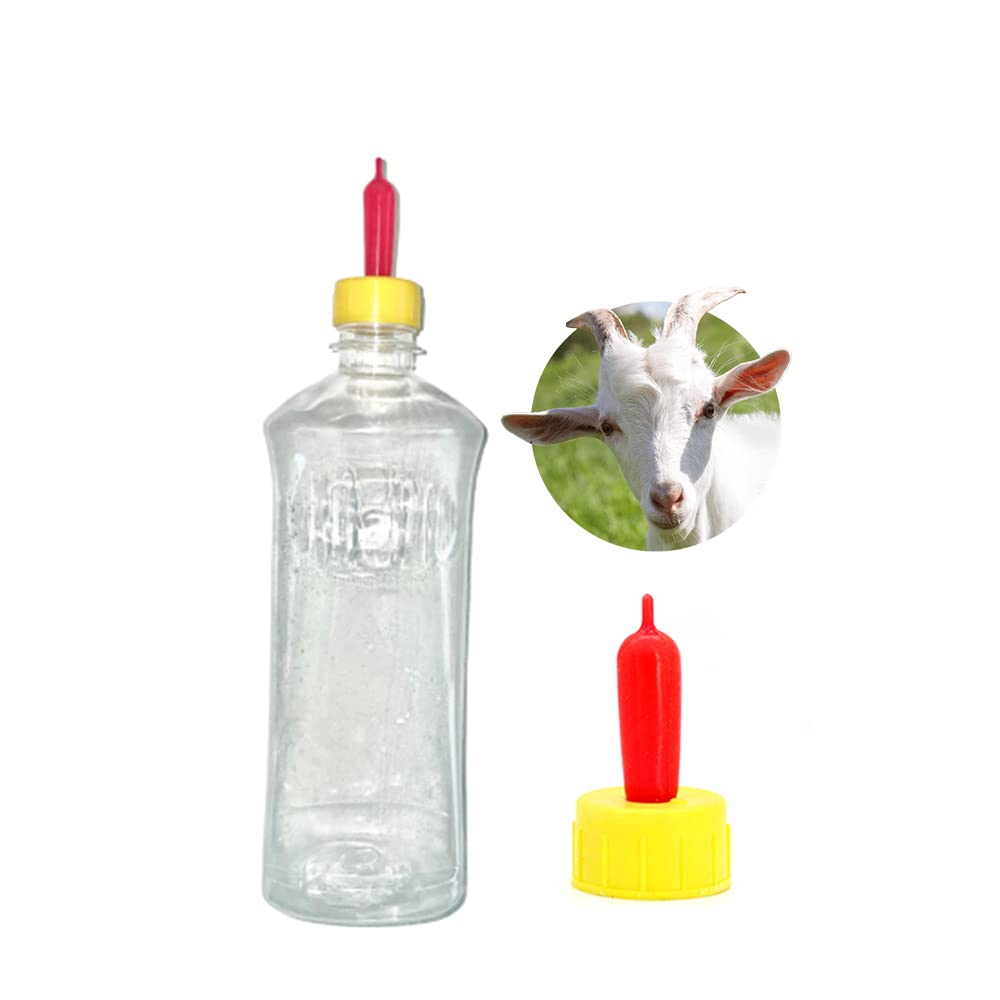 CJ Farms 500ml Goat Milk Bottle with Extra Nipple - Perfect for Feeding Baby Goats and Other Small Animals