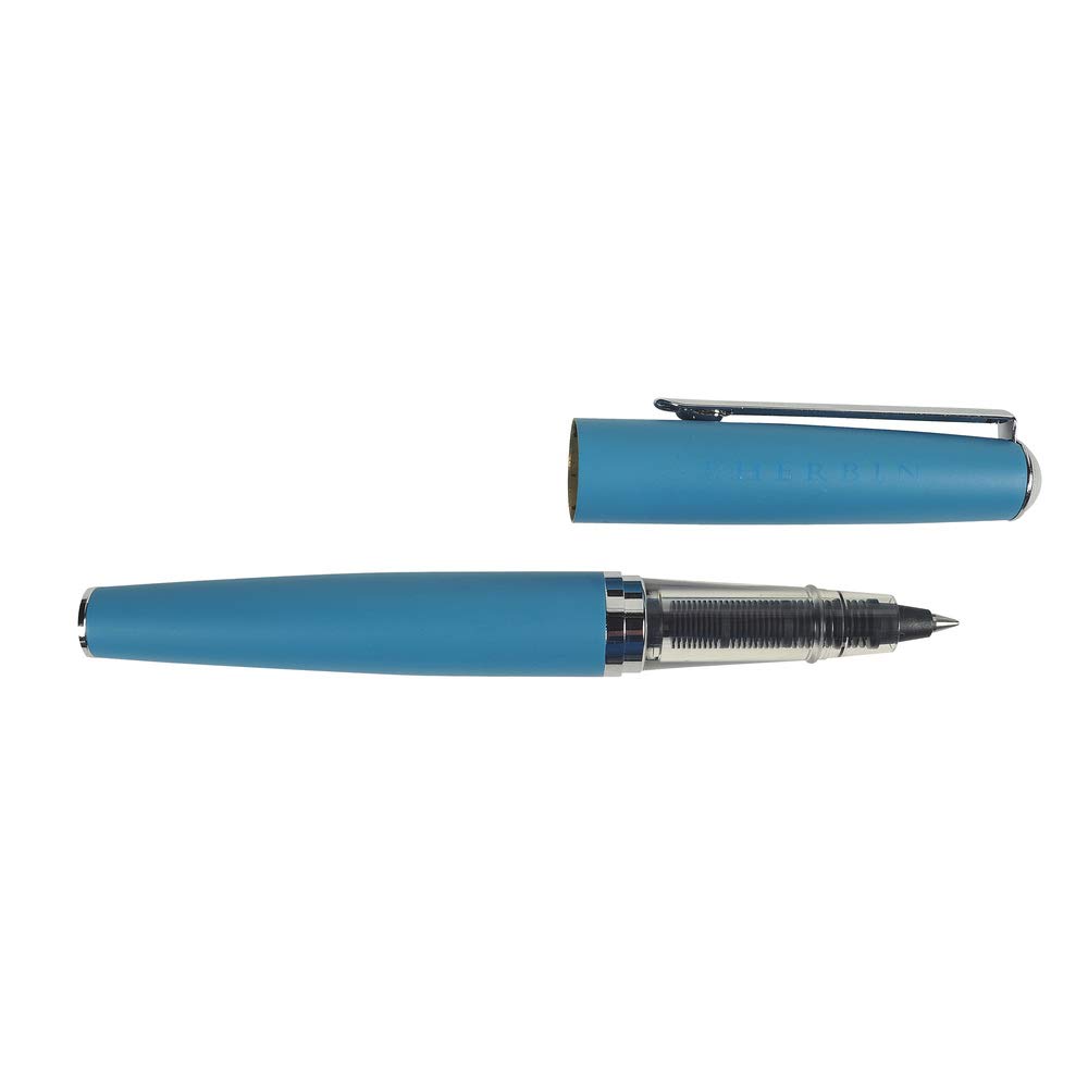 Herbin21613T - Metal roller pen with cartridge, Blue