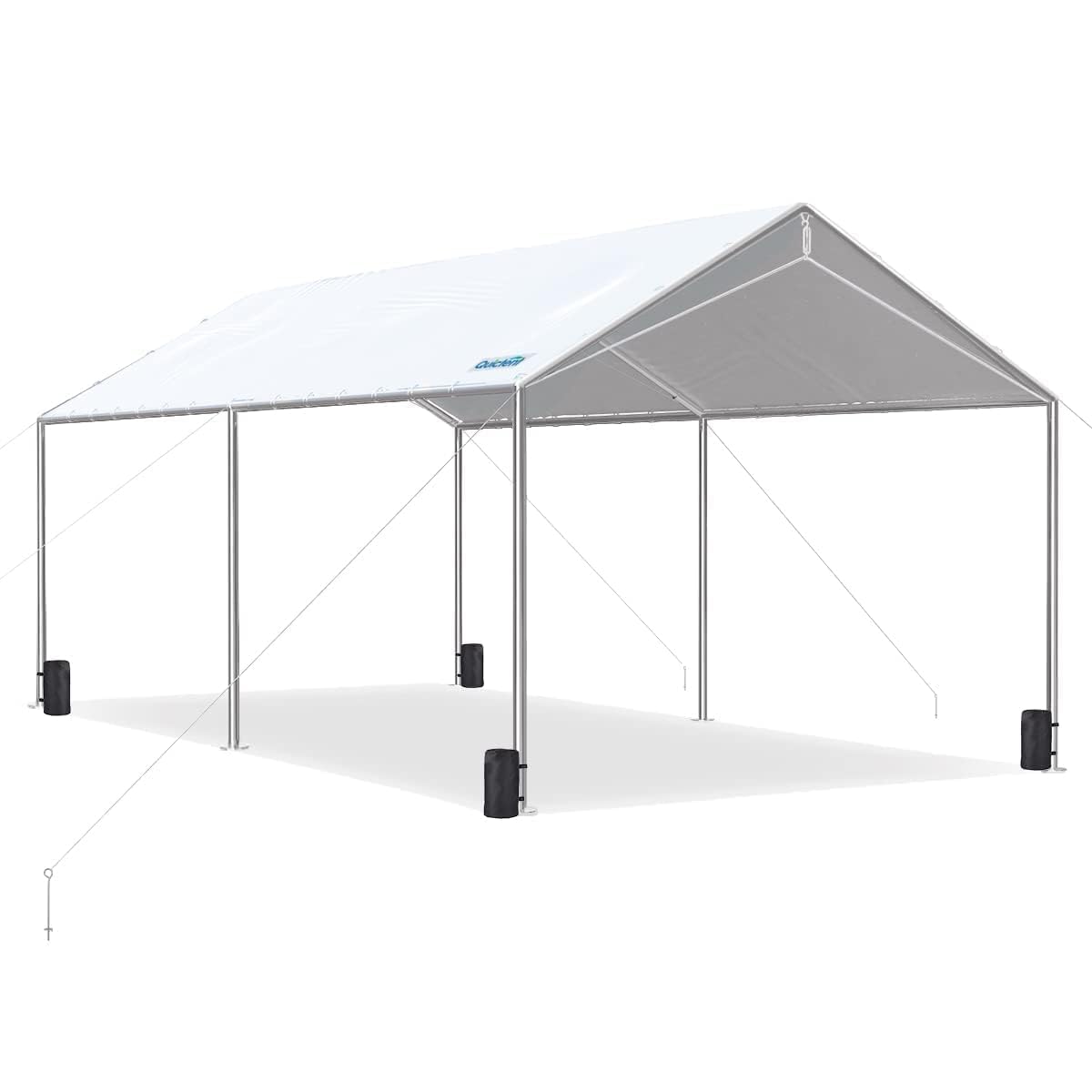 Quictent 10x20 ft Heavy Duty Car Canopy Galvanized Frame Carport Outdoor Party Tent Boat Shelter with 3 Reinforced Steel Cables - White