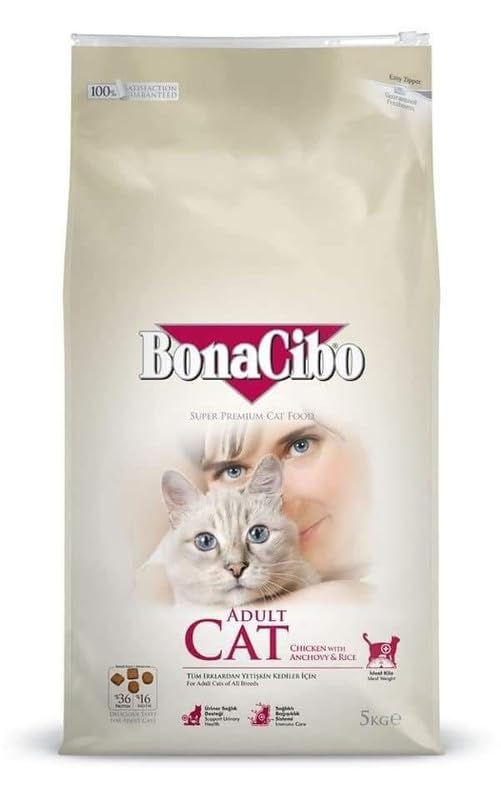 Bonaciibo Adult Cat Food - Chicken with Anchovy & Rice | High-Protein Dry Cat Food for Healthy Digestion | 2kg Pack