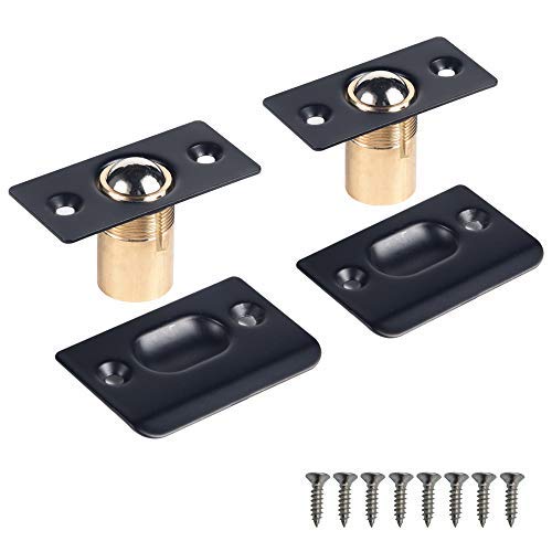 Mousike Door Ball Catch,Stainless Steel Adjustable Ball Catch Door Hardware (2Pcs(Black))