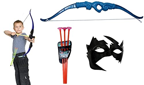 Ekan Combo of Archery Shooter Target Bow and Arrow Toy Role Play Weapon Set with Super Hero Eye Face Mask for Kids Boys & Girls