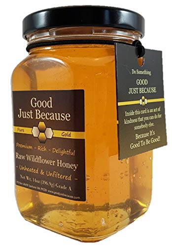 Good Just Because Pure Gold Honey - Includes a scratch-off style gift card that reveals a random good deed! - 100% raw & totally unprocessed.