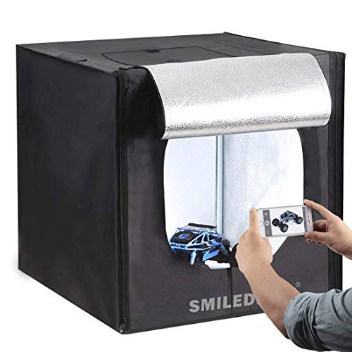 Smiledrive Professional Photo Studio Light Box 60x60x60cm Portable Product Photography Tent Booth Lighting Kit- 2 LED Light & Adapter - Made in India