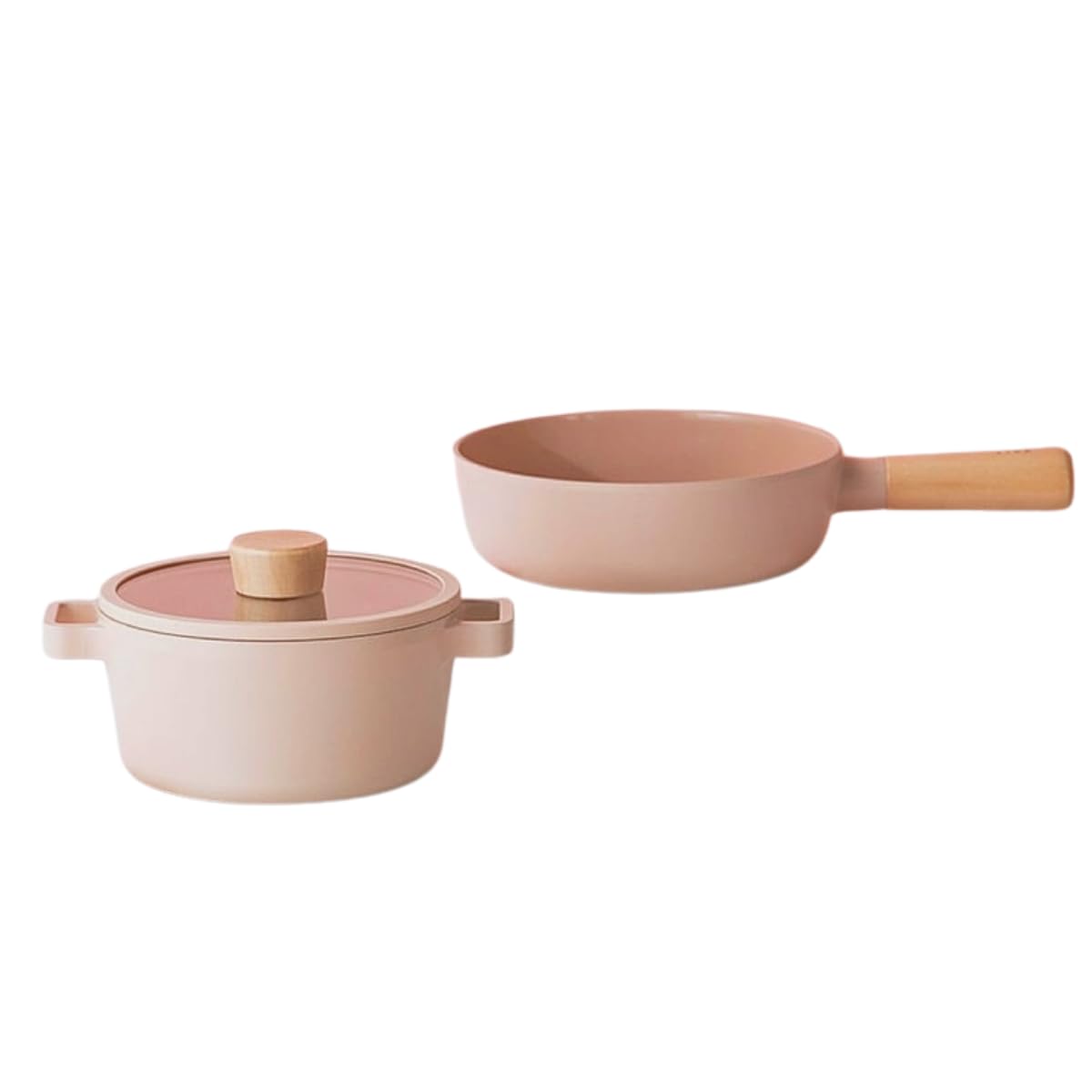 Neoflam Fika Kitchen 3-Piece Petit Cookware Set, Nonstick Ceramic Coating Wok, Pot with Lid, Induction, Made in Korea (6.3" Pot, 7" Wok)