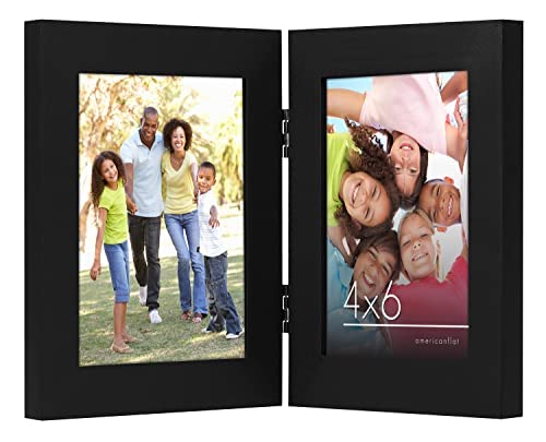 Americanflat 4x6 Inch Hinged Picture Frame with Glass Front - Made to Display Two 4x6 Inch Pictures, Stands Vertically on Desktop or Table Top