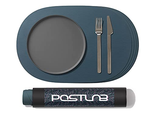 POSTLAB Silicone Placemats [16.5'' x 11.0''] Set of 4 Exquisitely Designed mats for Dining, Tabletop, Kitchen Tables. Non-Slip, Waterproof, Stain & Heat Resistant (Midnight Forest)