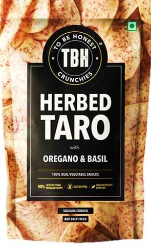 TBH - To Be Honest Vegetable Vacuum Cooked Chips | Herbed Taro with Oregano and Basil 85g Humarabazar