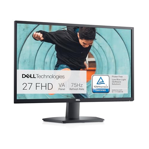 Dell SE2722HX Monitor - 27 inch FHD (1920 x 1080) 16:9 Ratio with Comfortview (TUV-Certified), 75Hz Refresh Rate, 16.7 Million Colors, Anti-Glare Screen with 3H Hardness - Black