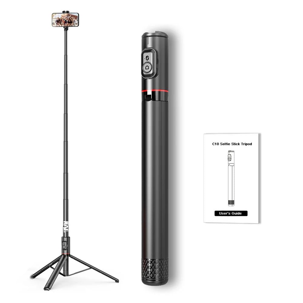 RAFtil Phone Tripod Stand,180cm Extra Long Portable Selfie Stick Tripod for iPhone, Lightweight Stand and Wireless Remote Control, Compatible with iPhone and Android.