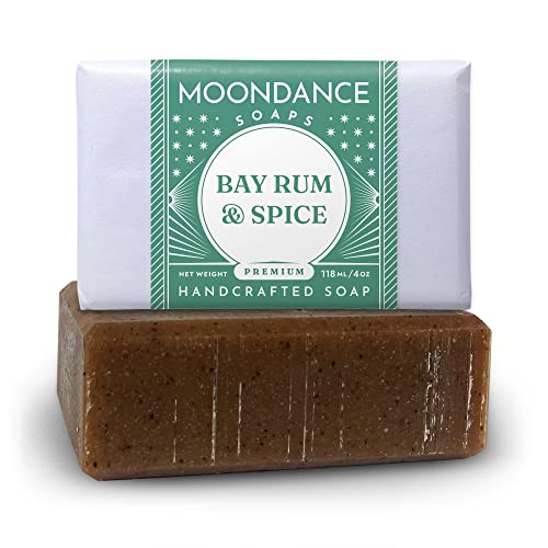 Bay Rum Soap - Handmade Soap for Softer Skin with Cocoa Butter, Shea Butter, Sweet Almond, Cinnamon, Spices, Fragrance and Essential Oils by MoonDance Soaps (One Bar, 4 oz)