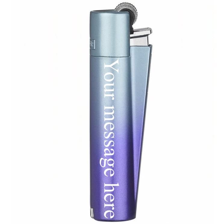 Limited Edition - Clipper Lighter ® Deep Laser Engraved Personalised Metal - Engraving Included for Birthdays, Anniversaries, Weddings and Valentines - Blue Gradient - Qty: (1)