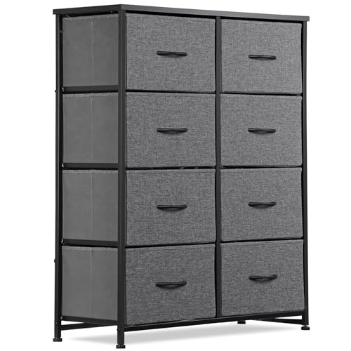 SUPER DEAL Dresser for Bedroom with 8 Drawers 38.7 inch Tall Chest of Drawers for Clothes, Storage Tower Organizer TV Stand with Removable Fabric Bins for Bedroom, Closet, Entryway, Living Room