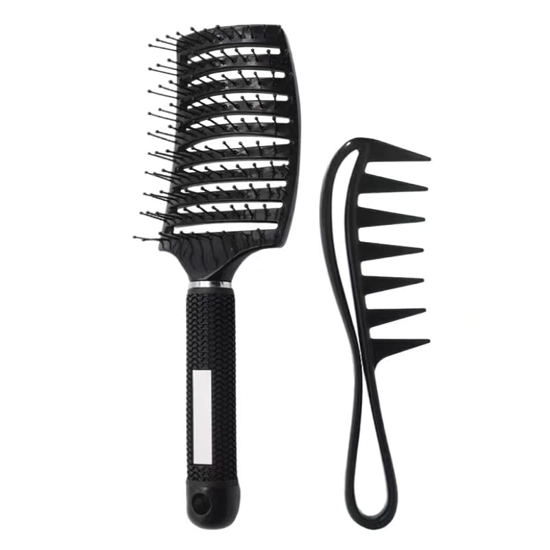 ALANX Hair Brush, Curved Vented Brush Faster Blow Drying, Professional Curved Vent Styling Hair Brushes for Women, Men, Paddle Detangling Brush for Wet Dry Curly Thick Straight Hair (Black)