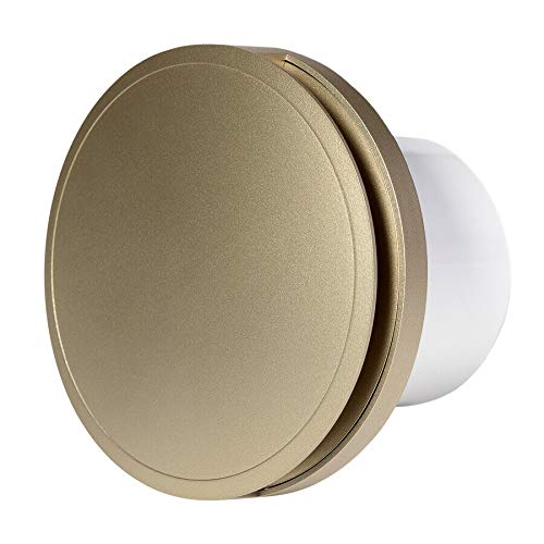 Silent Round Bathroom Extractor Fan 100mm / 4" with Gold Front Cover